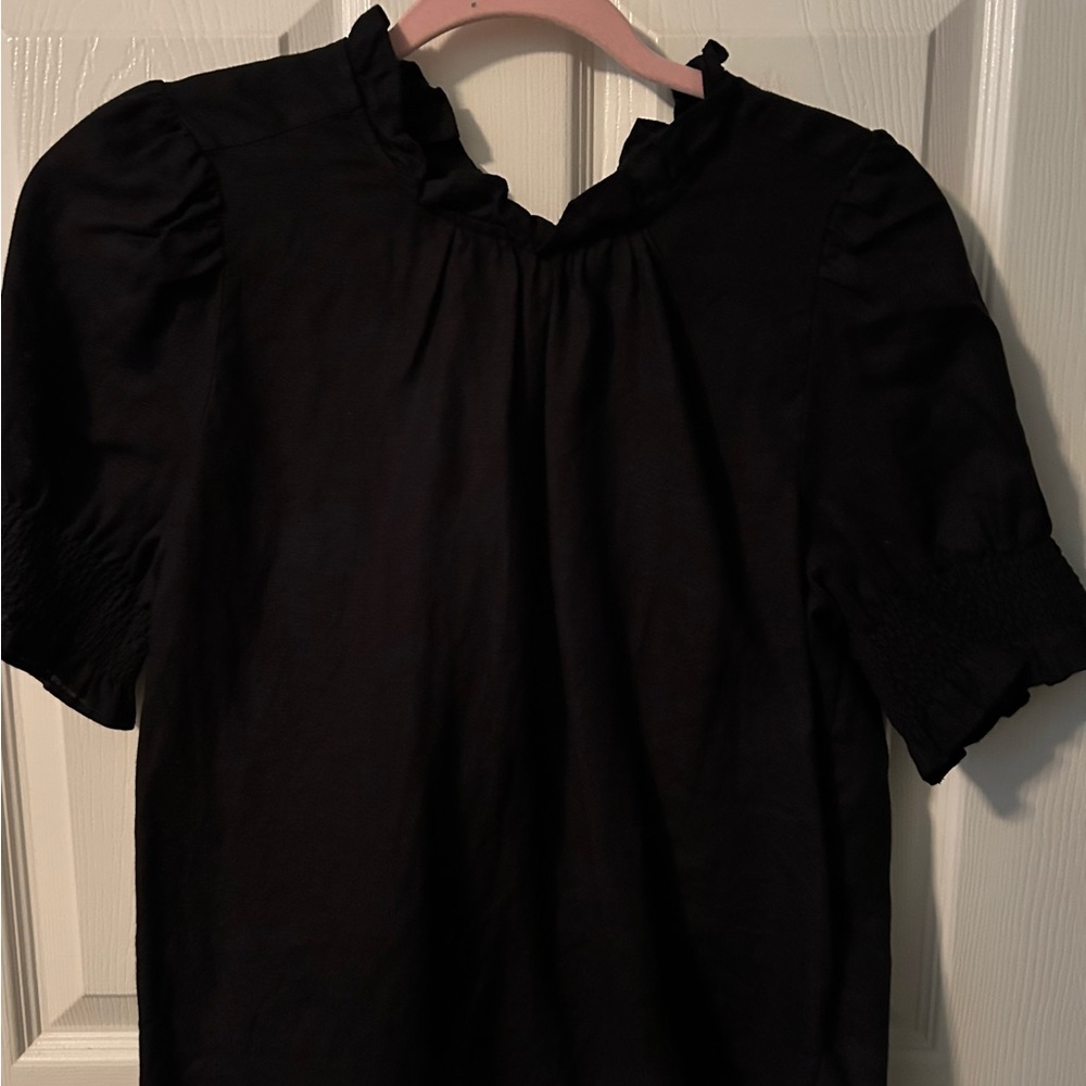 JCrew Black linen Women's Top